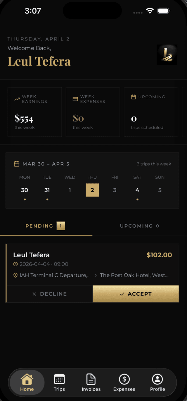Limozer App Dashboard